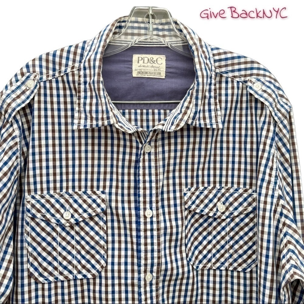 PD&C Plaid Button Down Long Sleeve Shirt XL